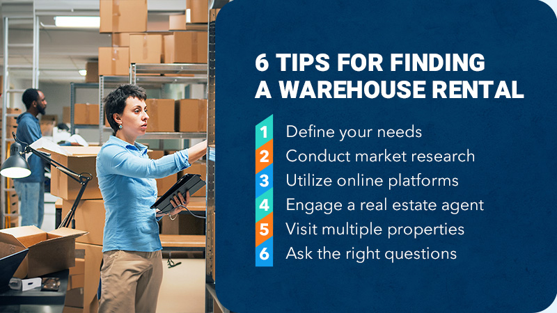 6 tips for finding a warehouse rental graphic