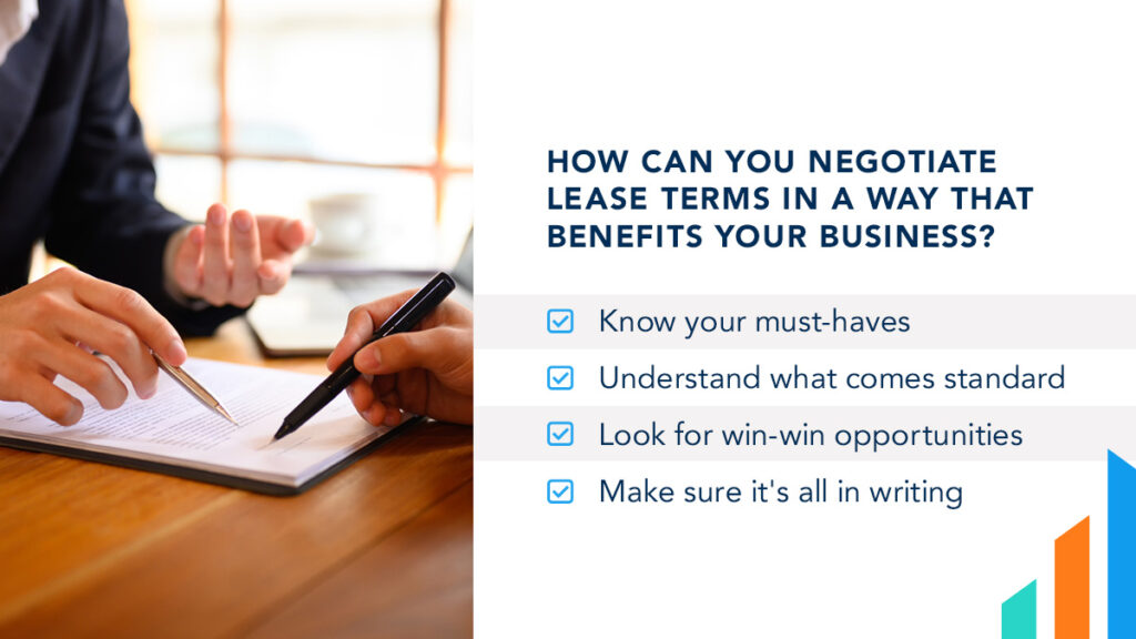 How can you negotiate lease terms in a way that benefits your business?